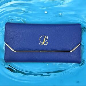 Women Wallet Genuine Leather Large Capacity with GPS and RFID Blocking (BLUE)